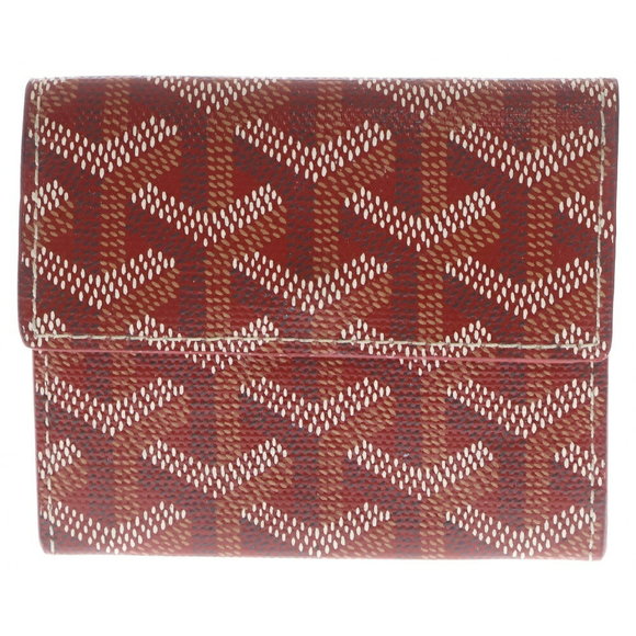 GOYARD Herringbone Case Red Leather Card Business Holder Wallet - Picture 1 of 5